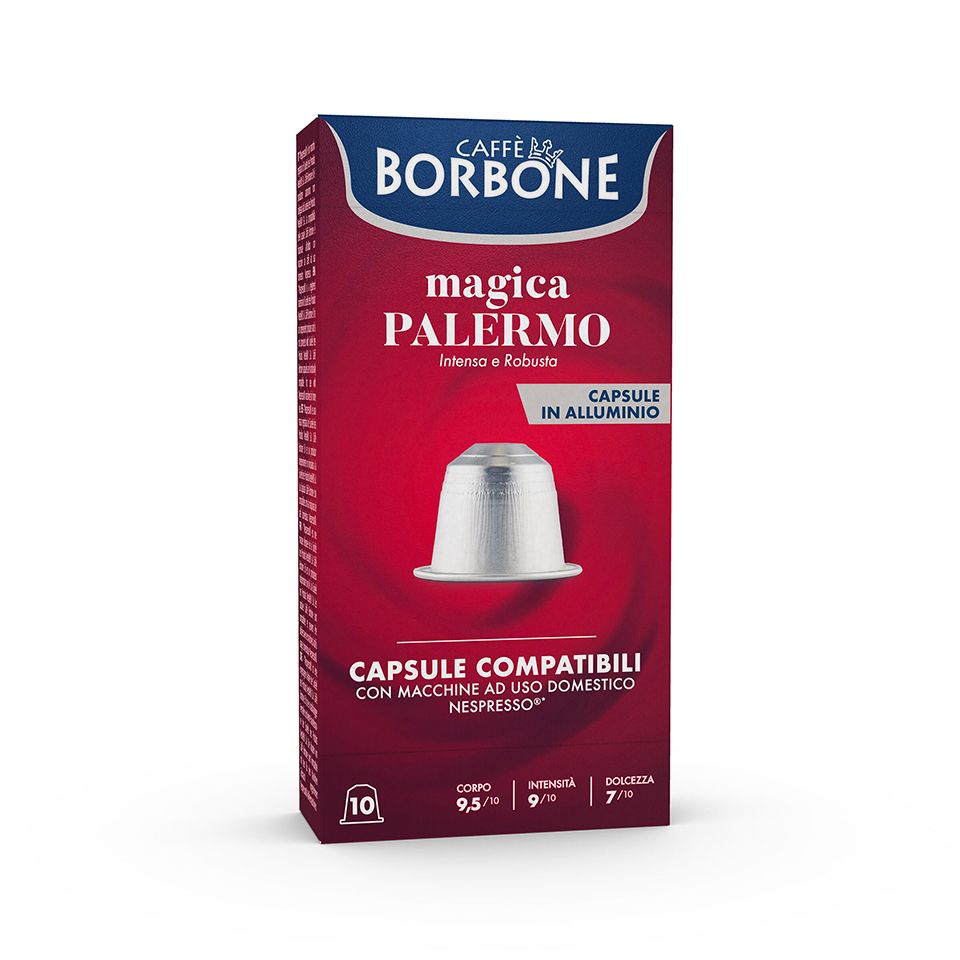 Immagine di 100 Capsule In Alluminio Caffè Borbone miscela MAGICA PALERMO compatibili Nespresso