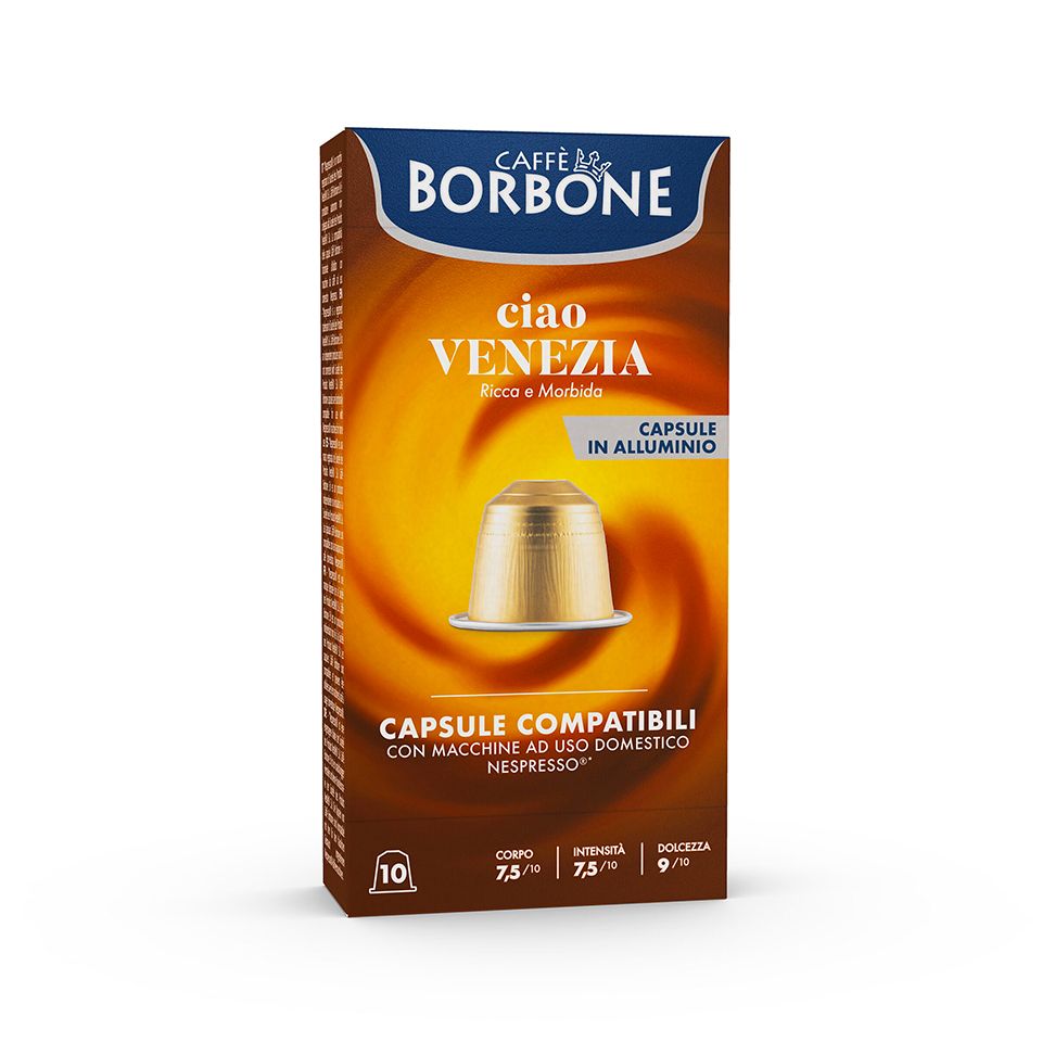 Immagine di 100 Capsule In Alluminio Caffè Borbone miscela CIAO VENEZIA compatibili Nespresso