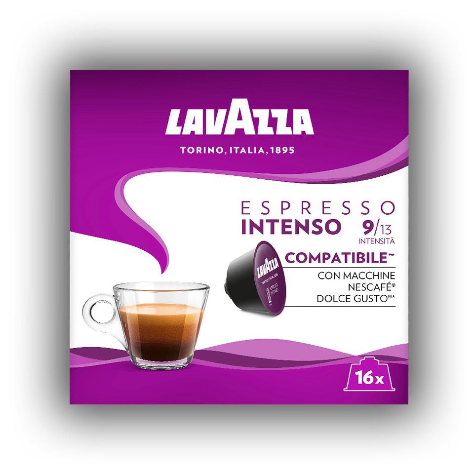 Immagine di 16 Capsule Espresso INTENSO caffè Lavazza compatibili Nescafé Dolce Gusto